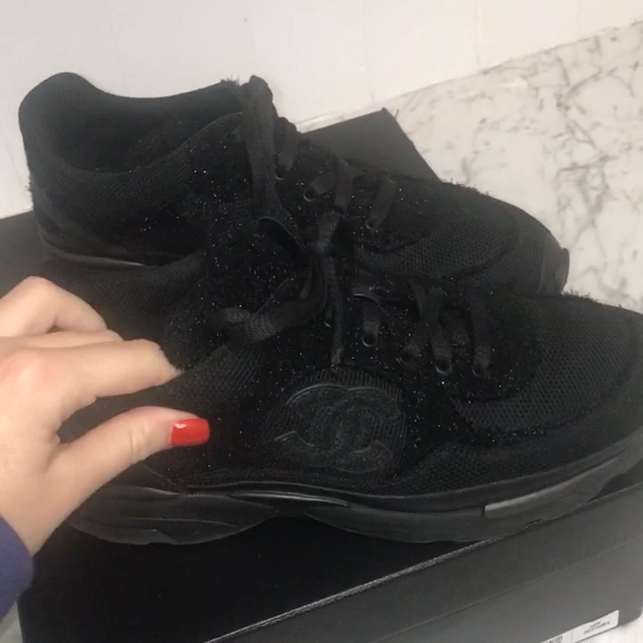 chanel all black sneakers