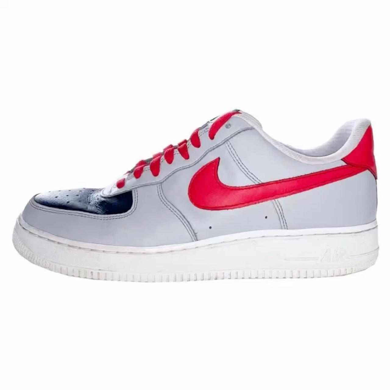 grey black red air force 1
