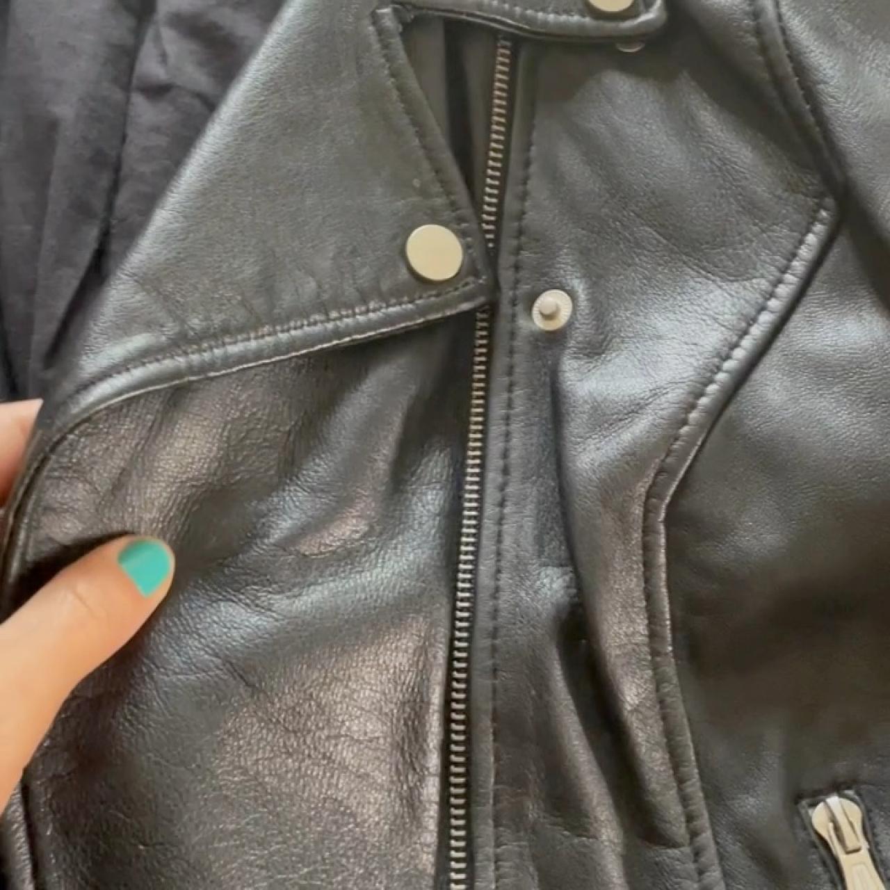 zara authentic black leather jacket! has been worn a... - Depop