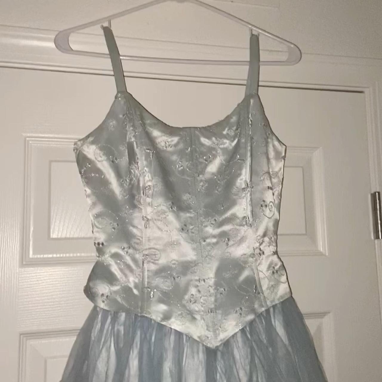 Y2K babydoll prom dress light blue maxi dress with... Depop