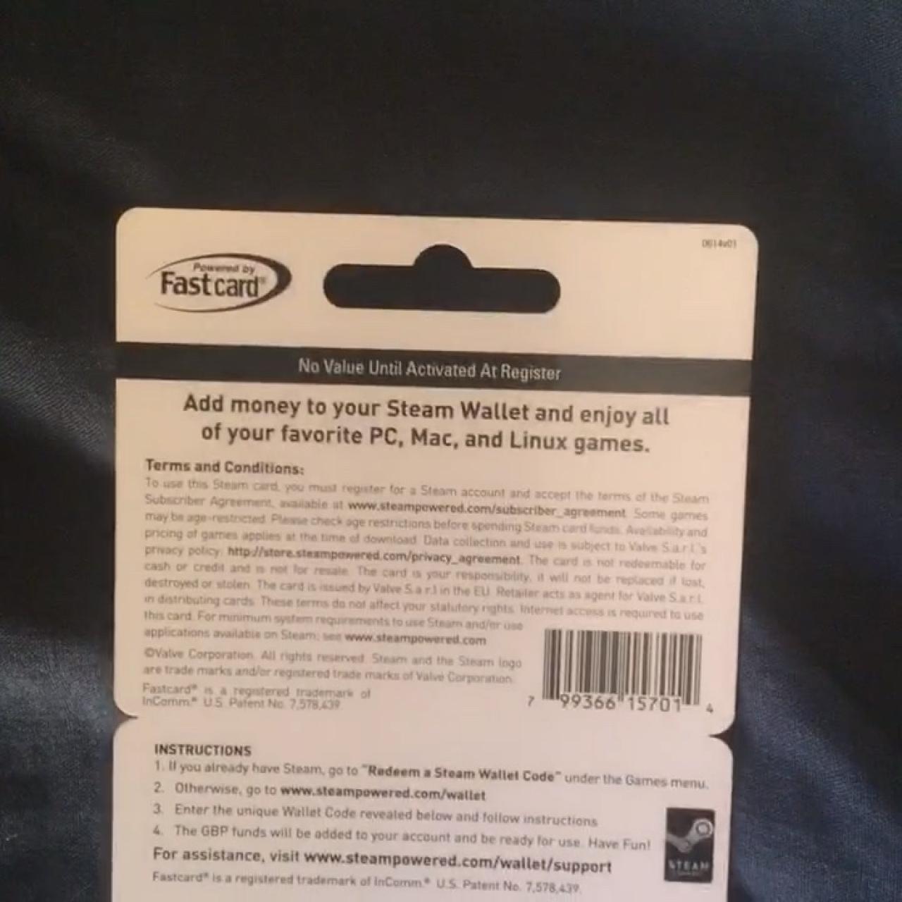 Steam Wallet Gift Card Comes With Receipt Card Has Depop