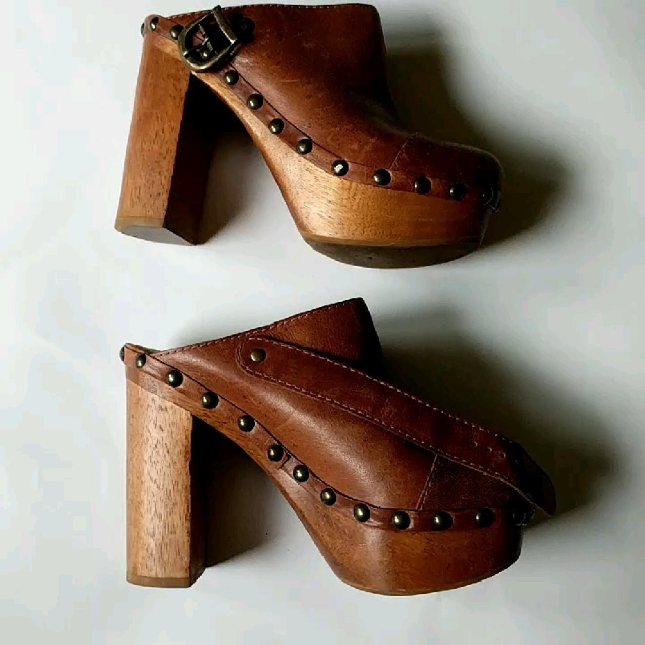 wooden clogs high heels