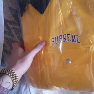 Supreme Quilted Patent Vinyl Work Jacket Yellow Size... - Depop