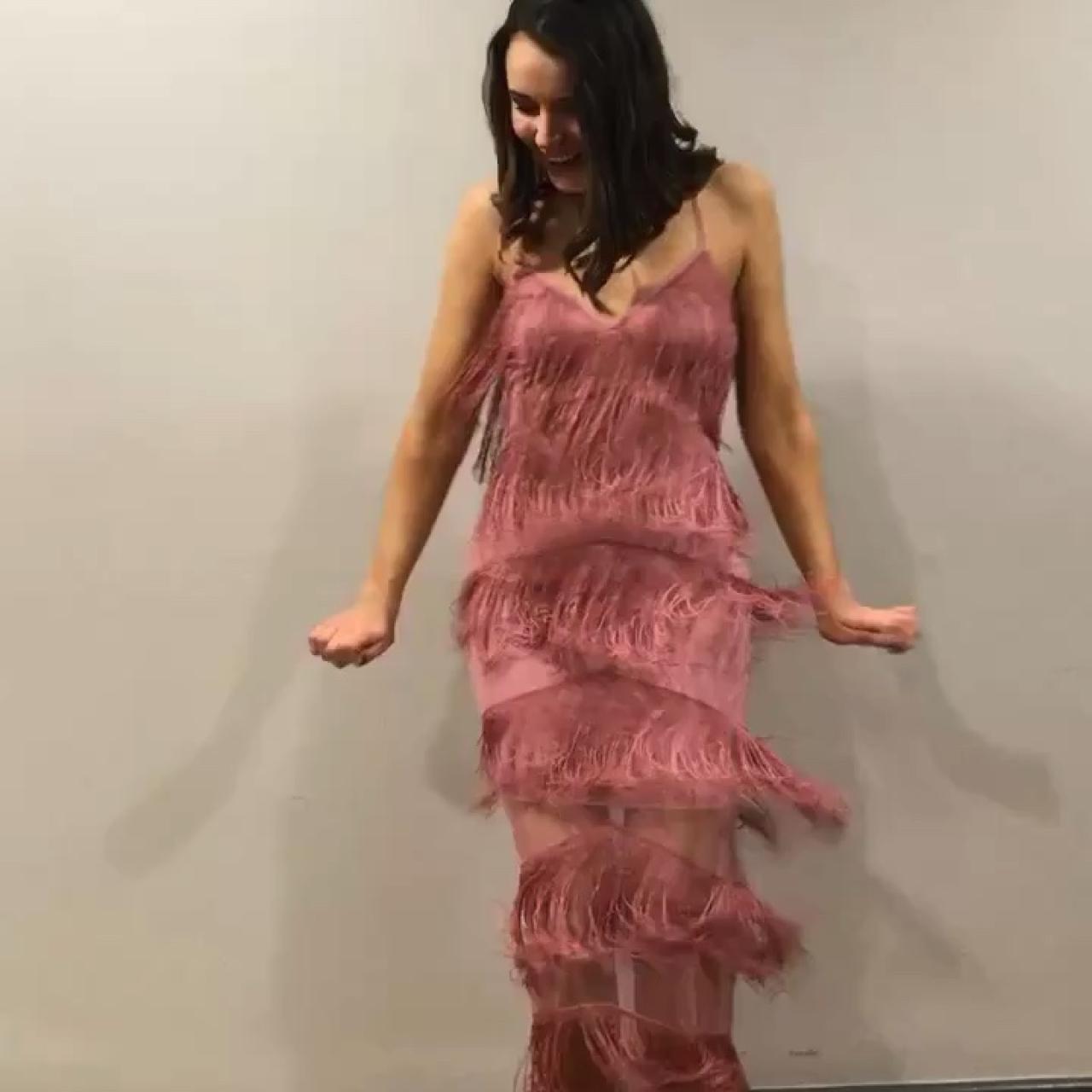 asos pink fringe dress