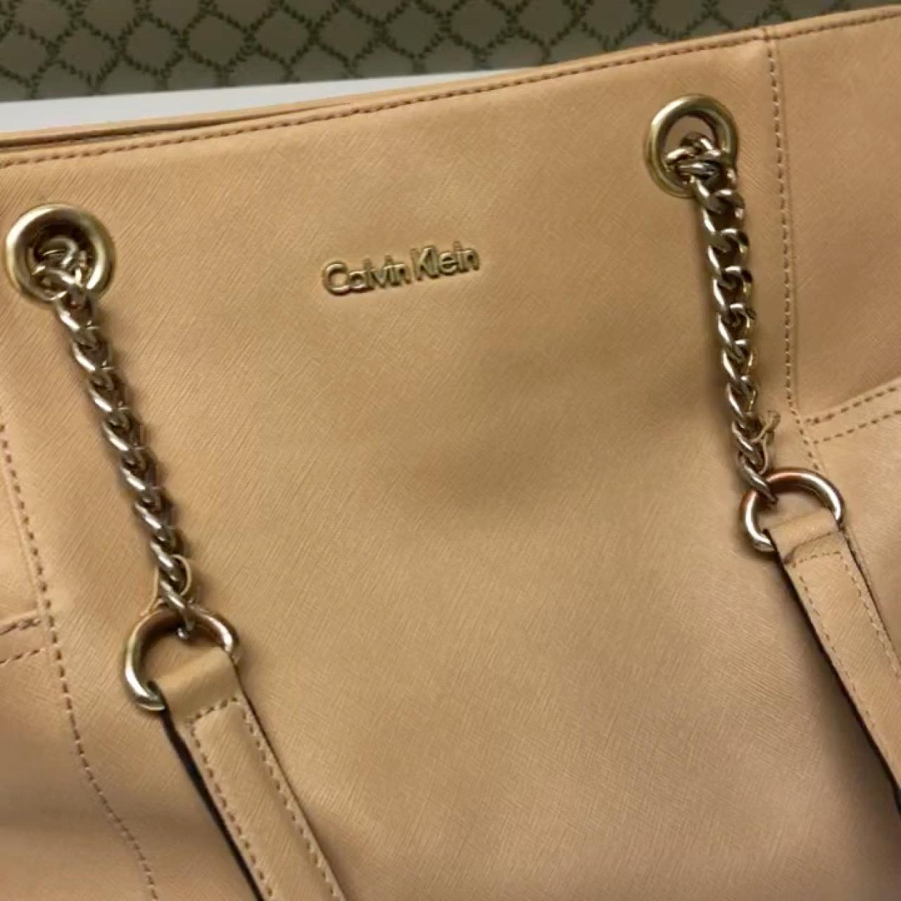 Calvin Klein Saffiano Domed Chain Crossbody - Depop