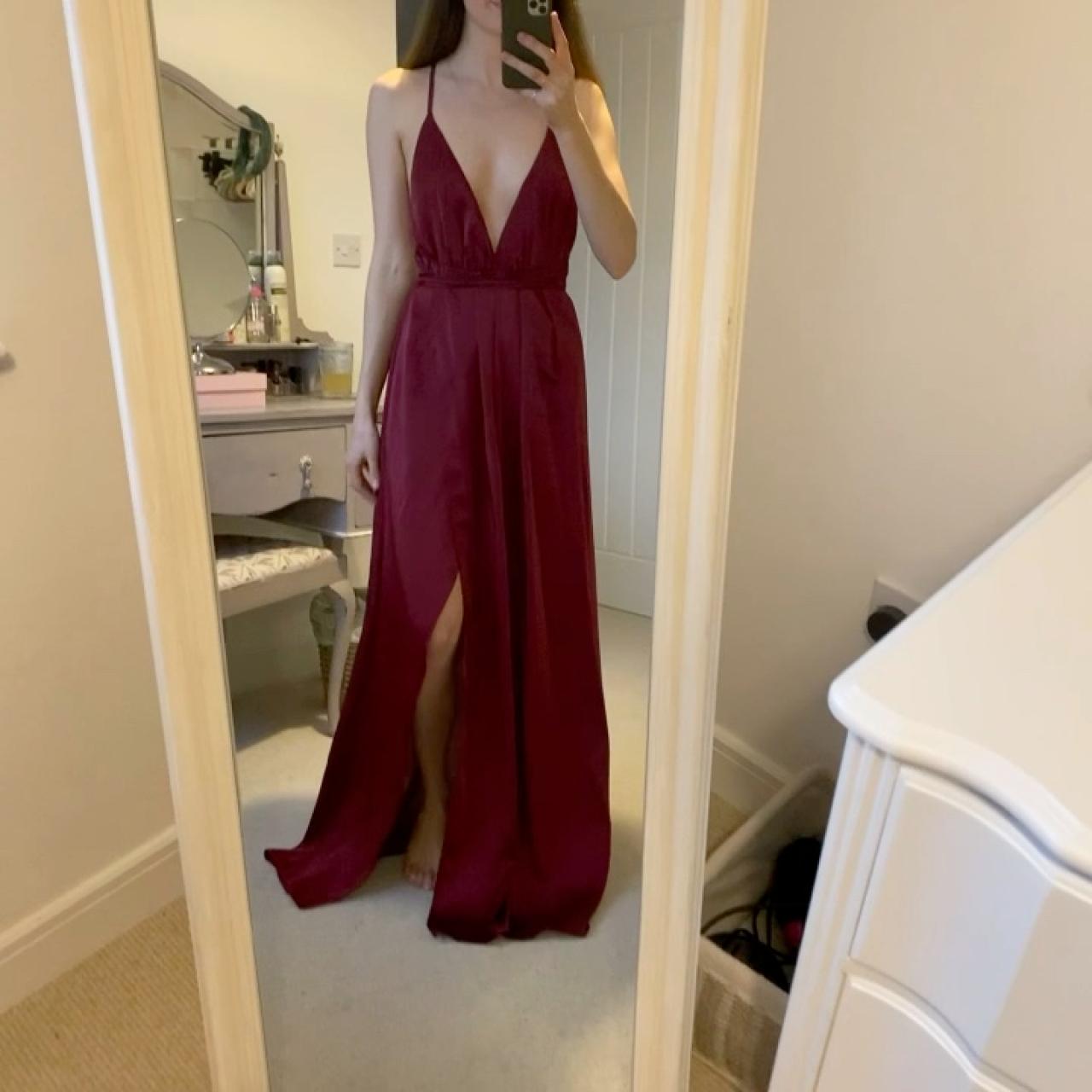 White Fox Boutique Akela maxi dress in Merlot. Worn... | Depop