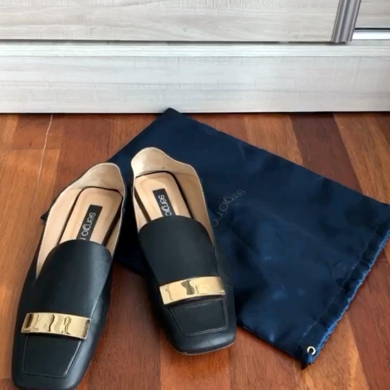 Sergio Rossi SR1 black leather foldable loafers with - Depop