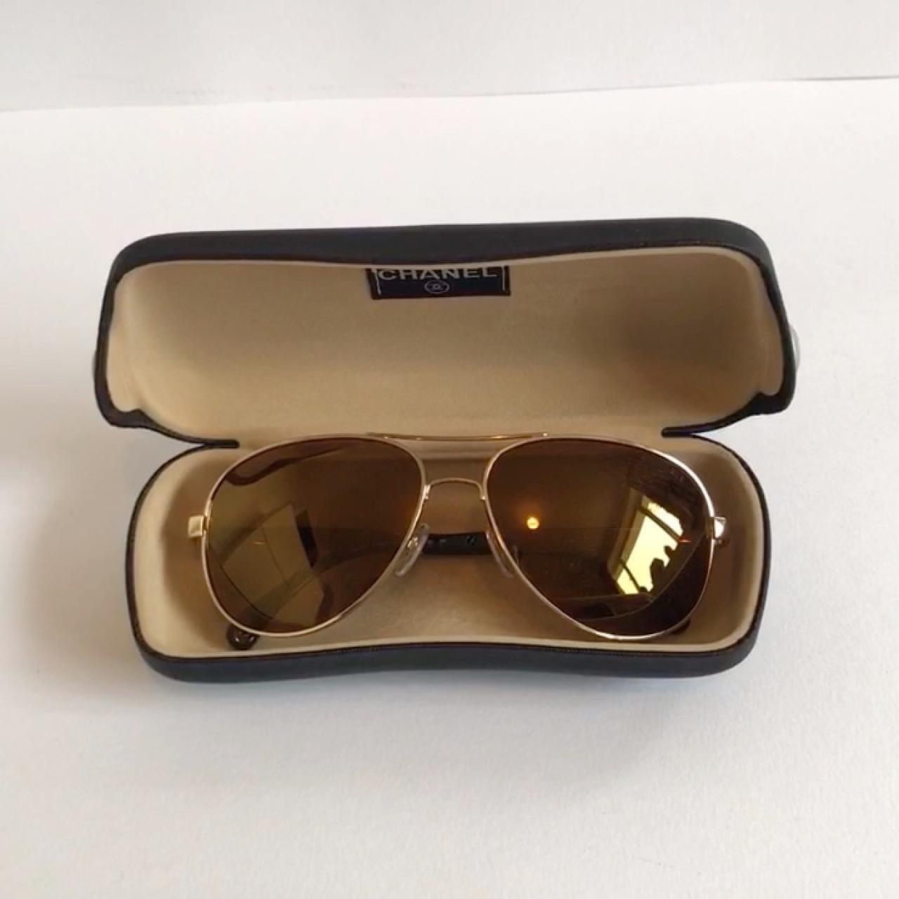 Chanel - Sunglasses - Style: Aviator - Frame: Gold - Depop