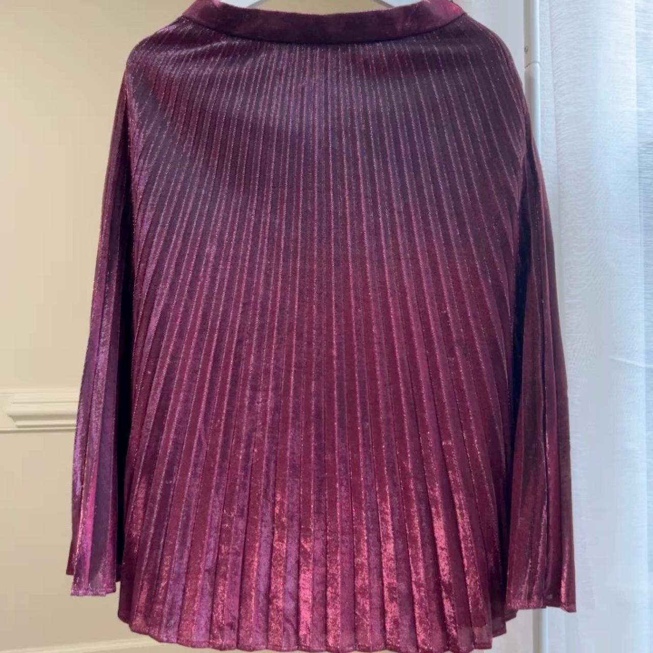 Burgundy Pleated Midi Skirt 18198