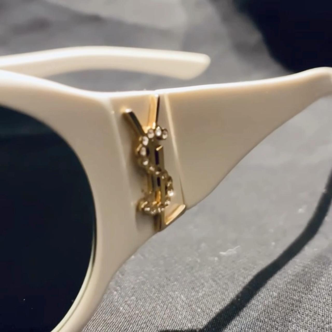 Y2K YSL 6079 STRASS WHITE SUNGLASSES W/SWAROVSKI | Depop