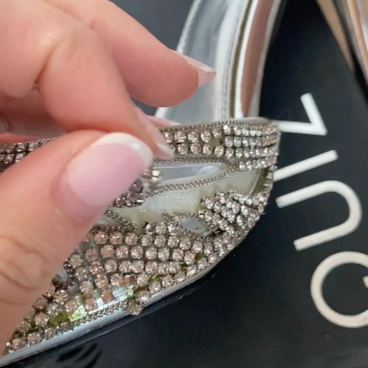 Quiz silver diamond studded heels, perfect for prom... | Depop Quiz silver diamond studded heels, perfect for prom... | Depop