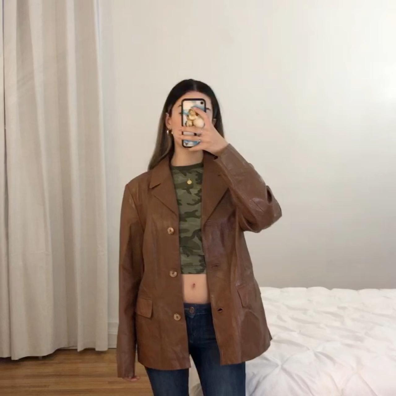 Perfect faux leather trench coat 🤎 fits small to - Depop