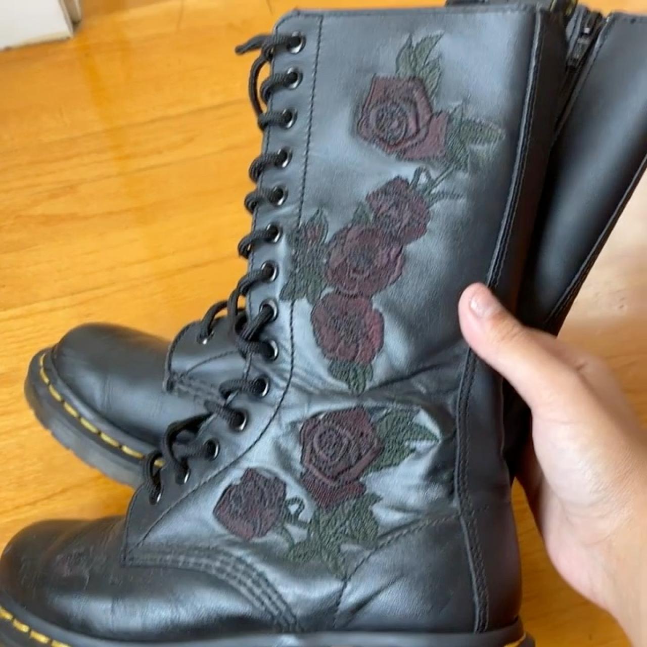 Dr. Doc Martens Vonda Embroidered Roses 14 Hole... Depop