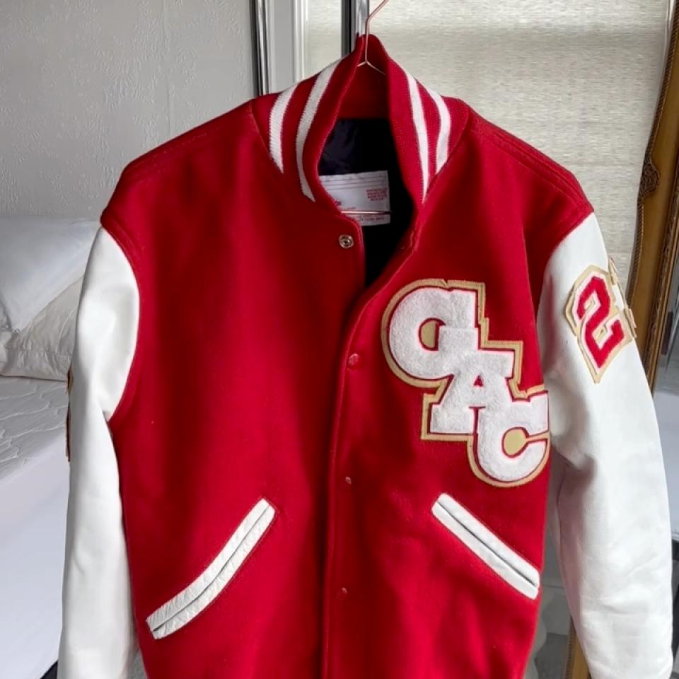 Supreme 2001 S-Wing Logo Leather Varsity Jacket - Depop