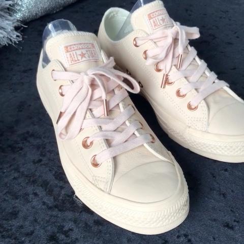 Cream leather clearance converse rose gold