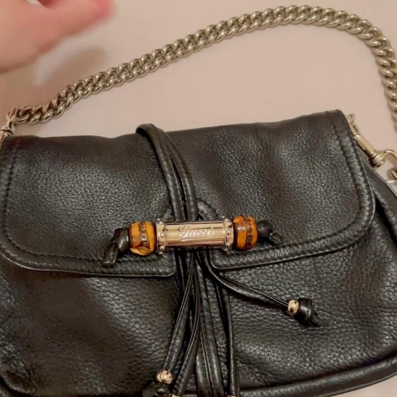 Gucci Brown Bamboo Leather Croisette Evening Bag