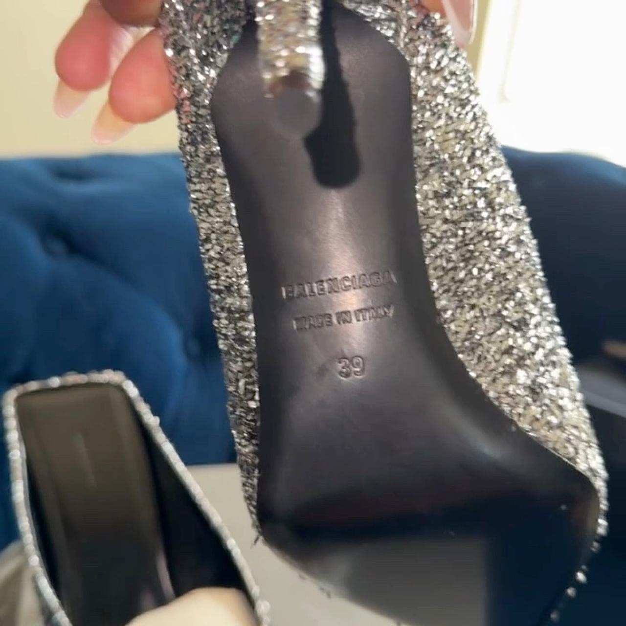 BALENCIAGA Knife Metallic Stiletto Mules Synthetic | Depop
