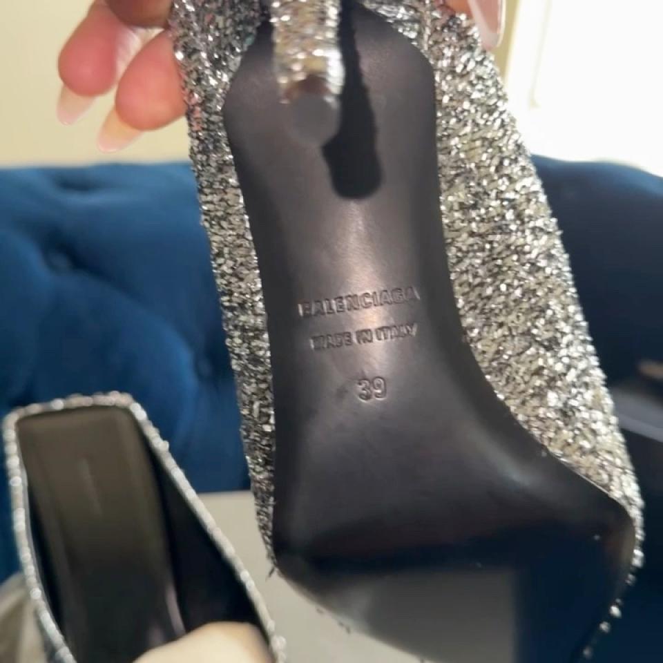 BALENCIAGA Knife Metallic Stiletto Mules Synthetic | Depop