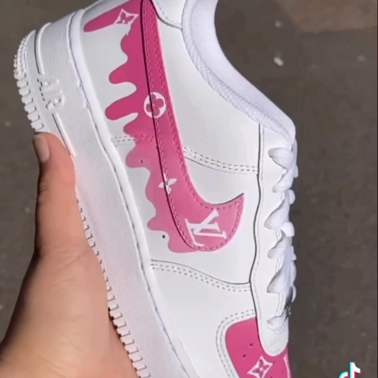 Custom Nike Air Force 1 Pink Ombré LV Drip 💗 MENS & - Depop