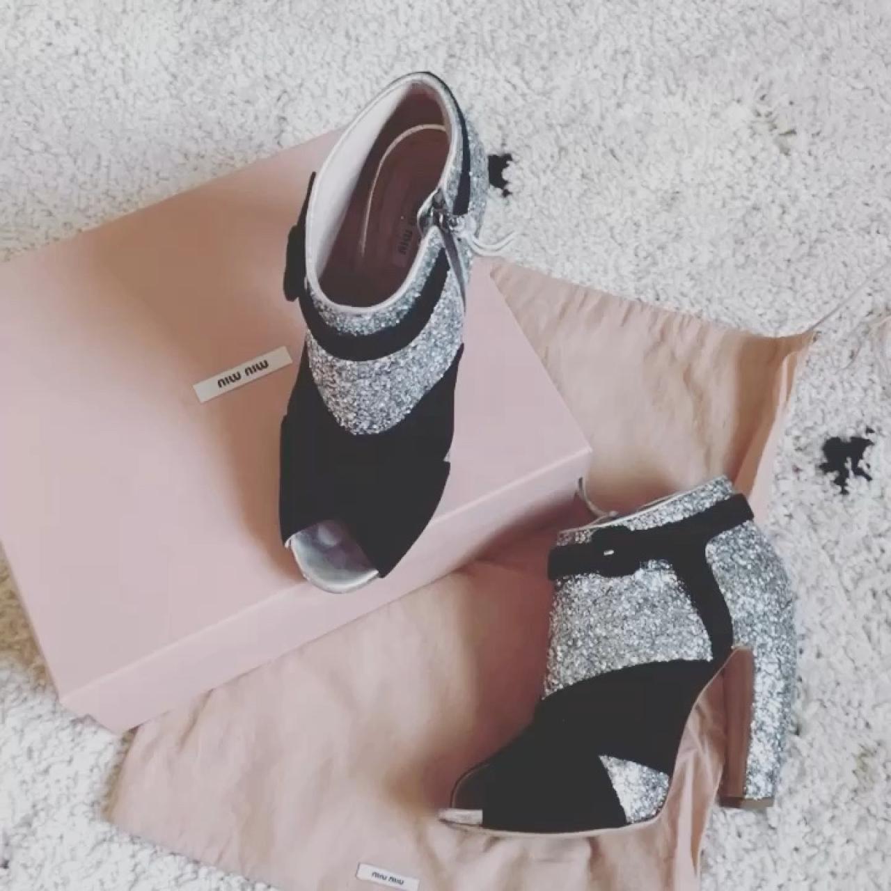 Miu Miu runway collection silver glitter + black | Depop