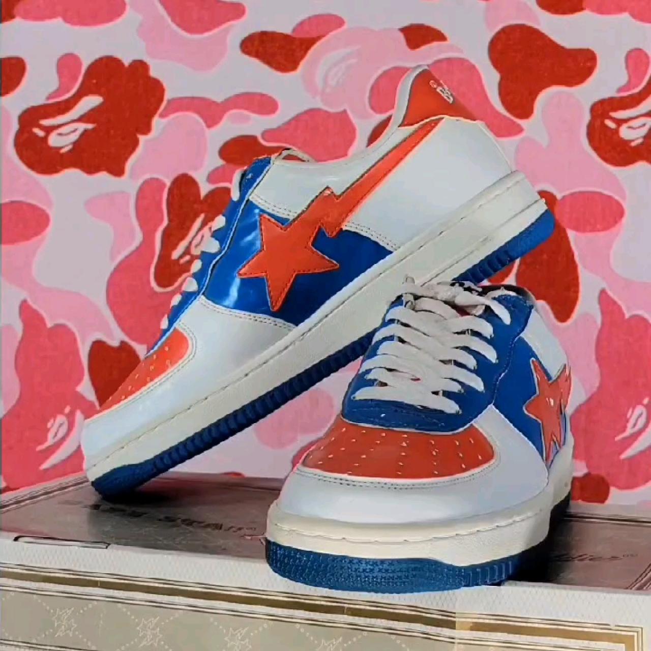 Og 2005 Patent Leather Bapestas 'White Blue... - Depop