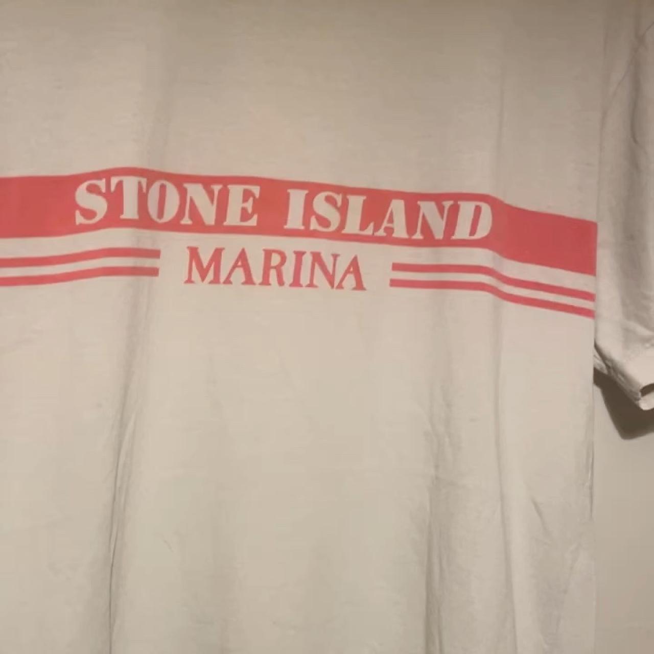 Vintage Stone Island Marina t shirt Off white and | Depop