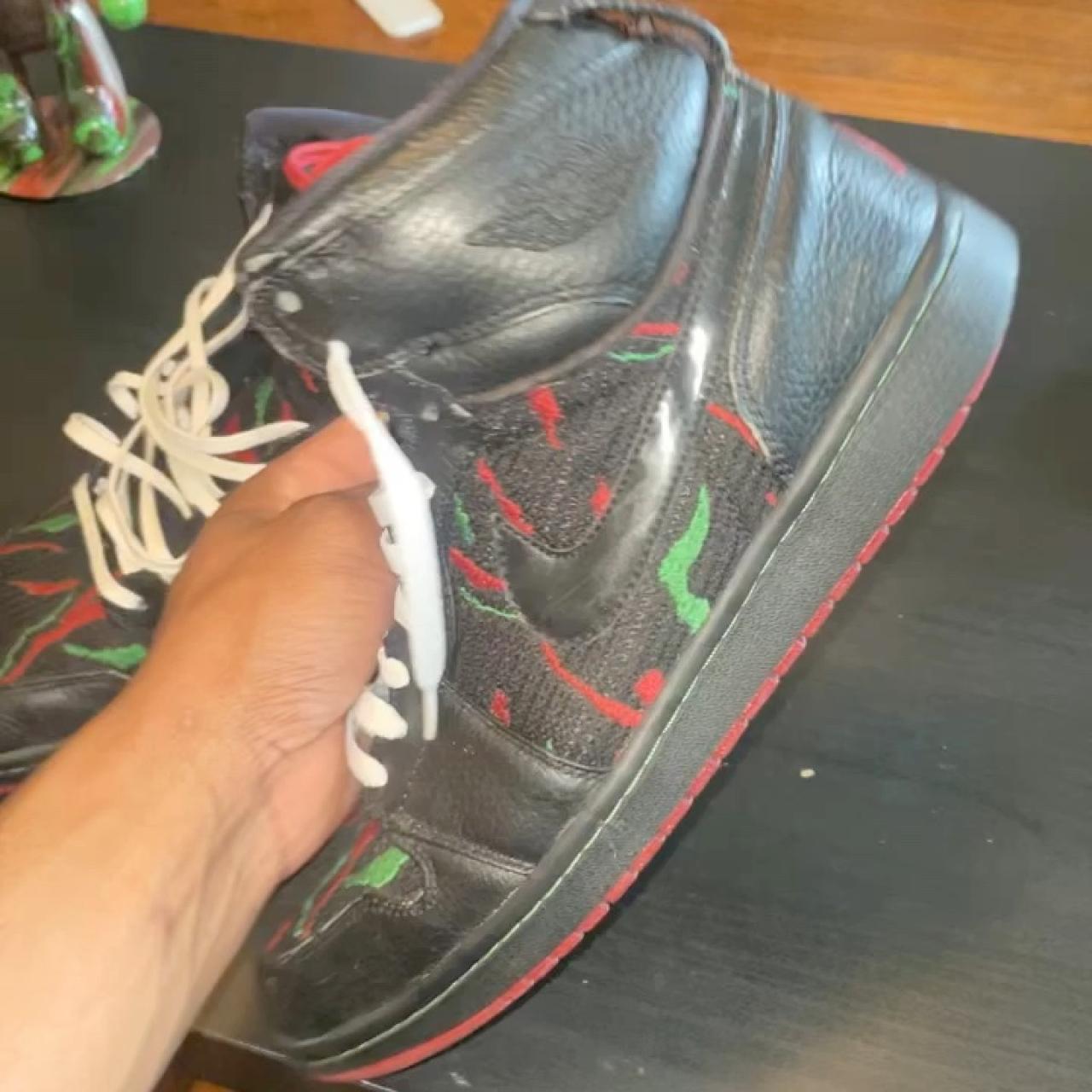 Jordan Men's Black and Red Trainers Depop