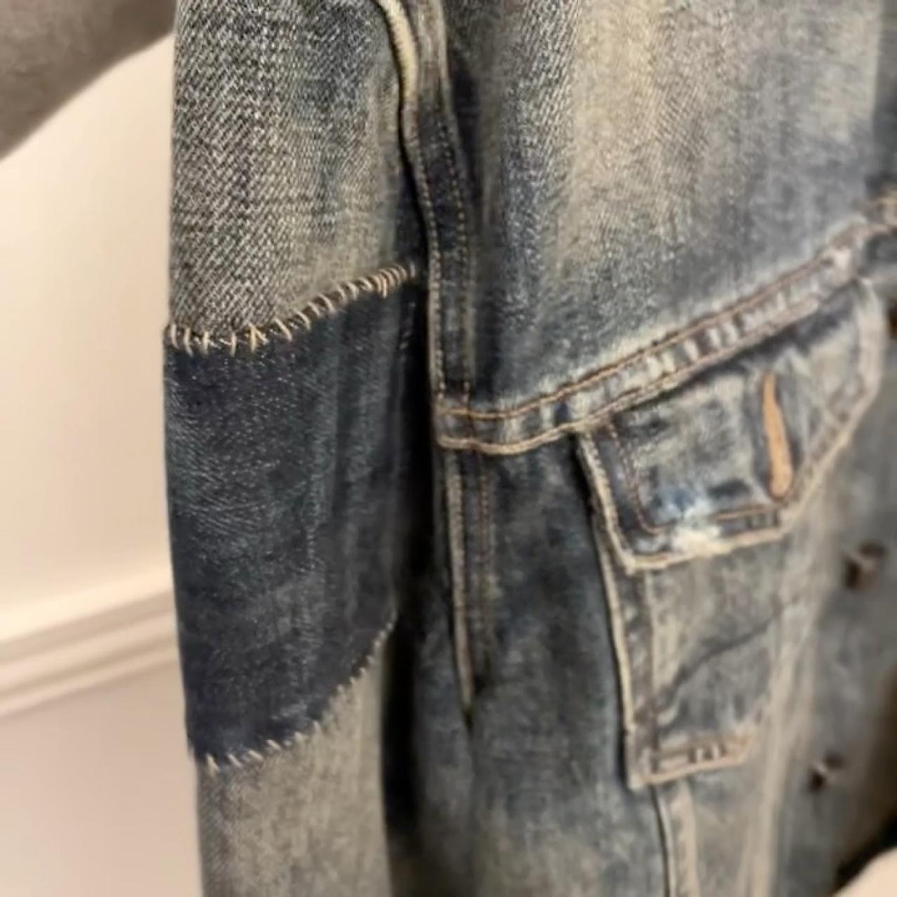All Saints selvedge denim jacket, washed blue with - Depop