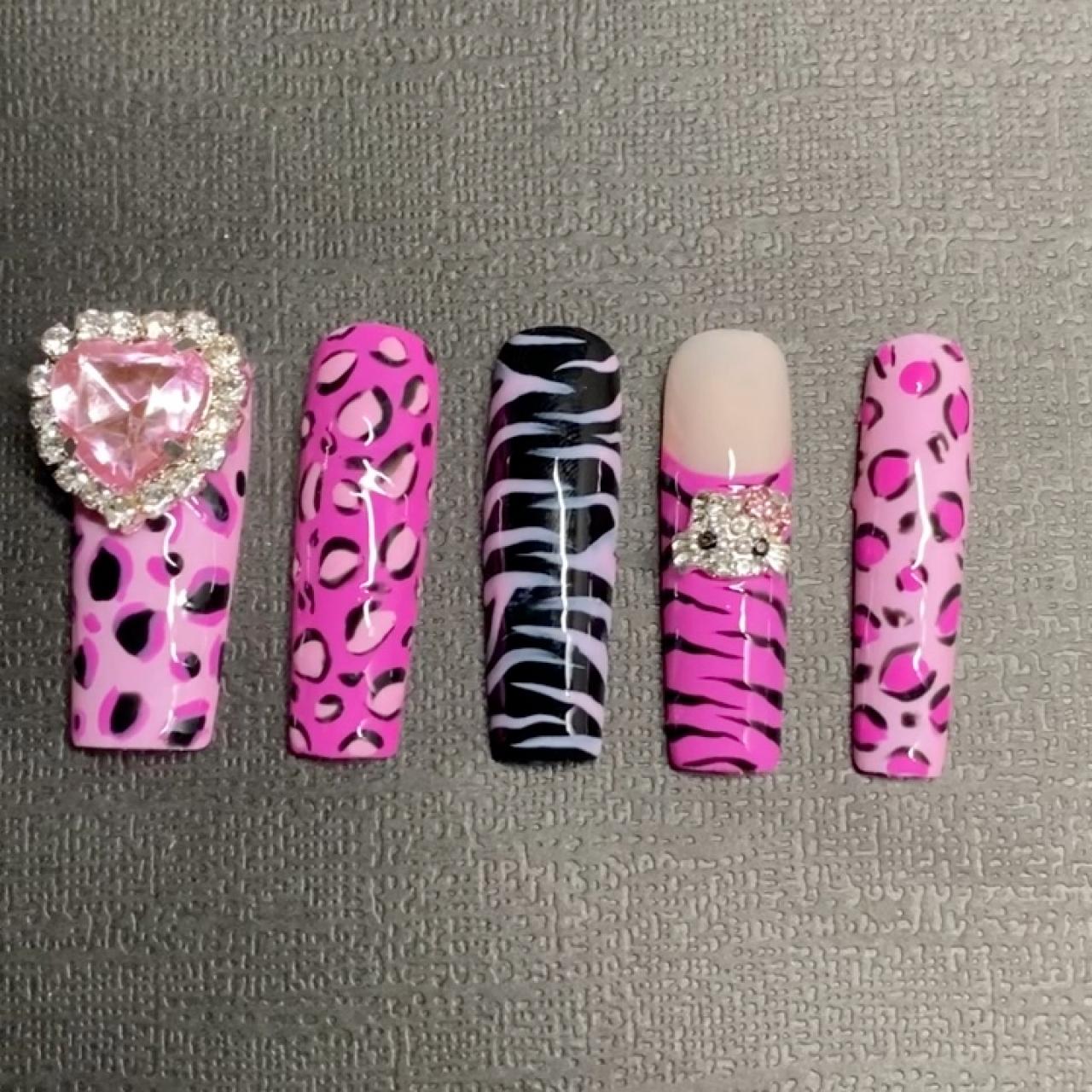 Nails Inc. Pink and White Nails Depop