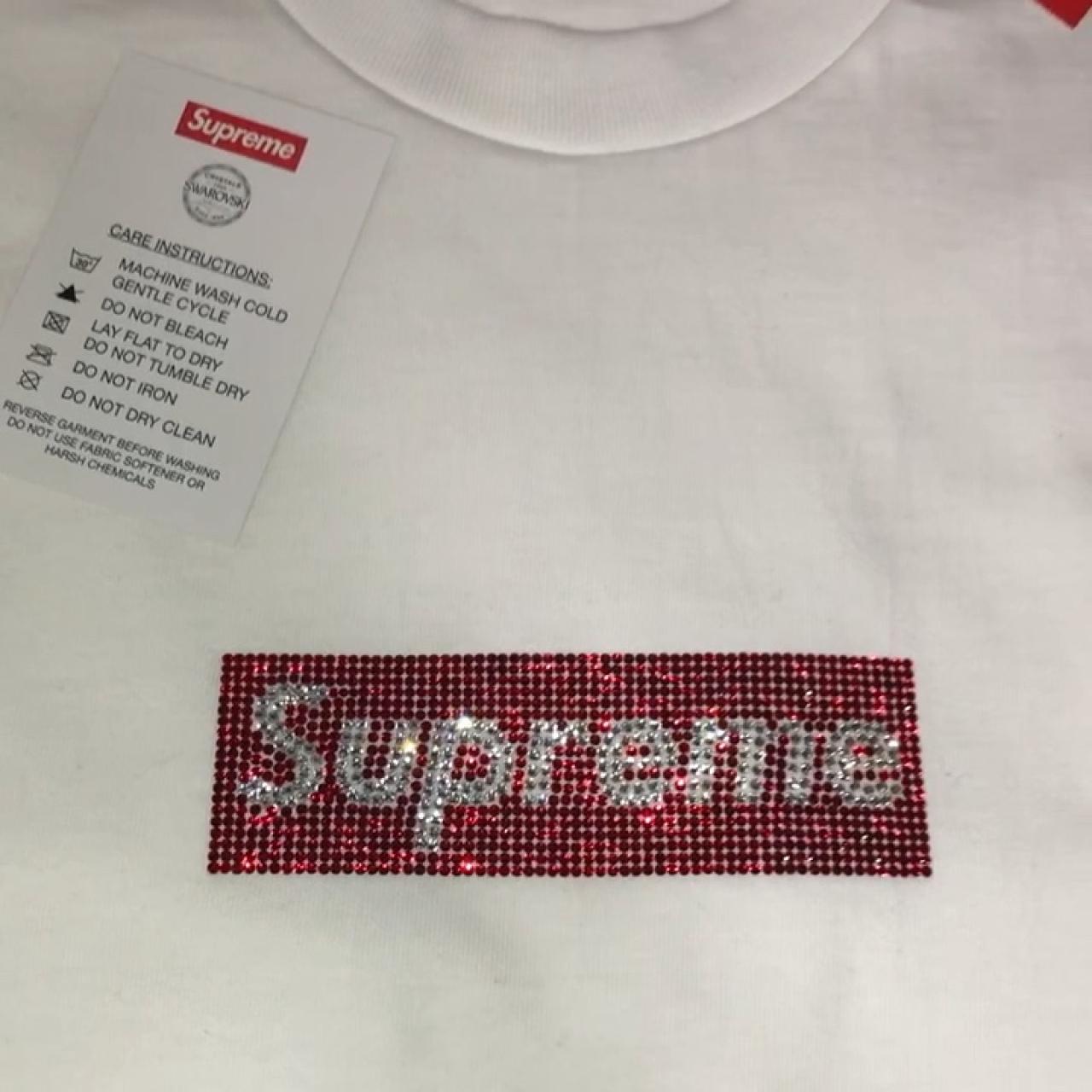 Supreme / Swarovski Box Logo Tee Red / Red - Depop