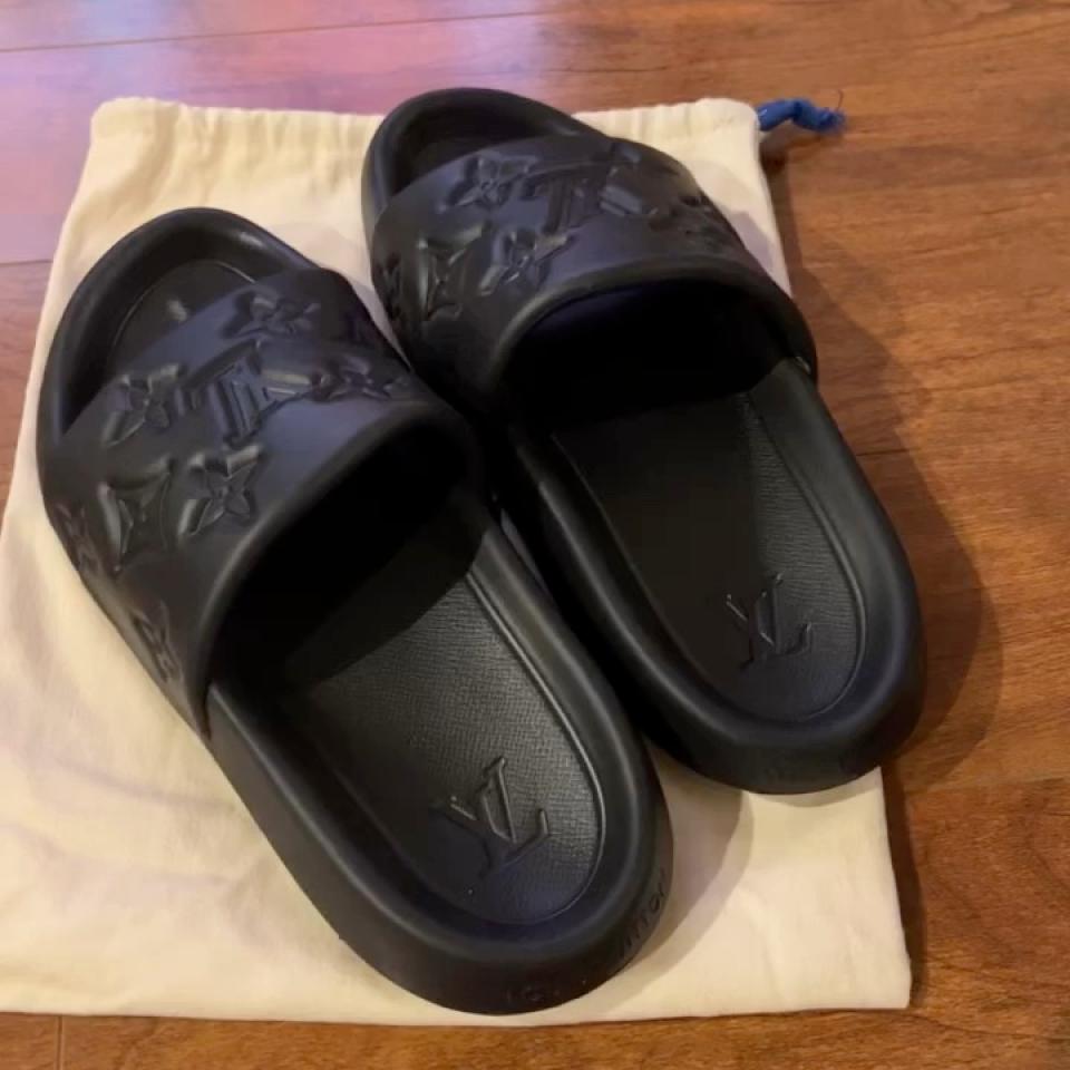 Louis Vuitton Waterfront Mule White Monogram Slides - Depop