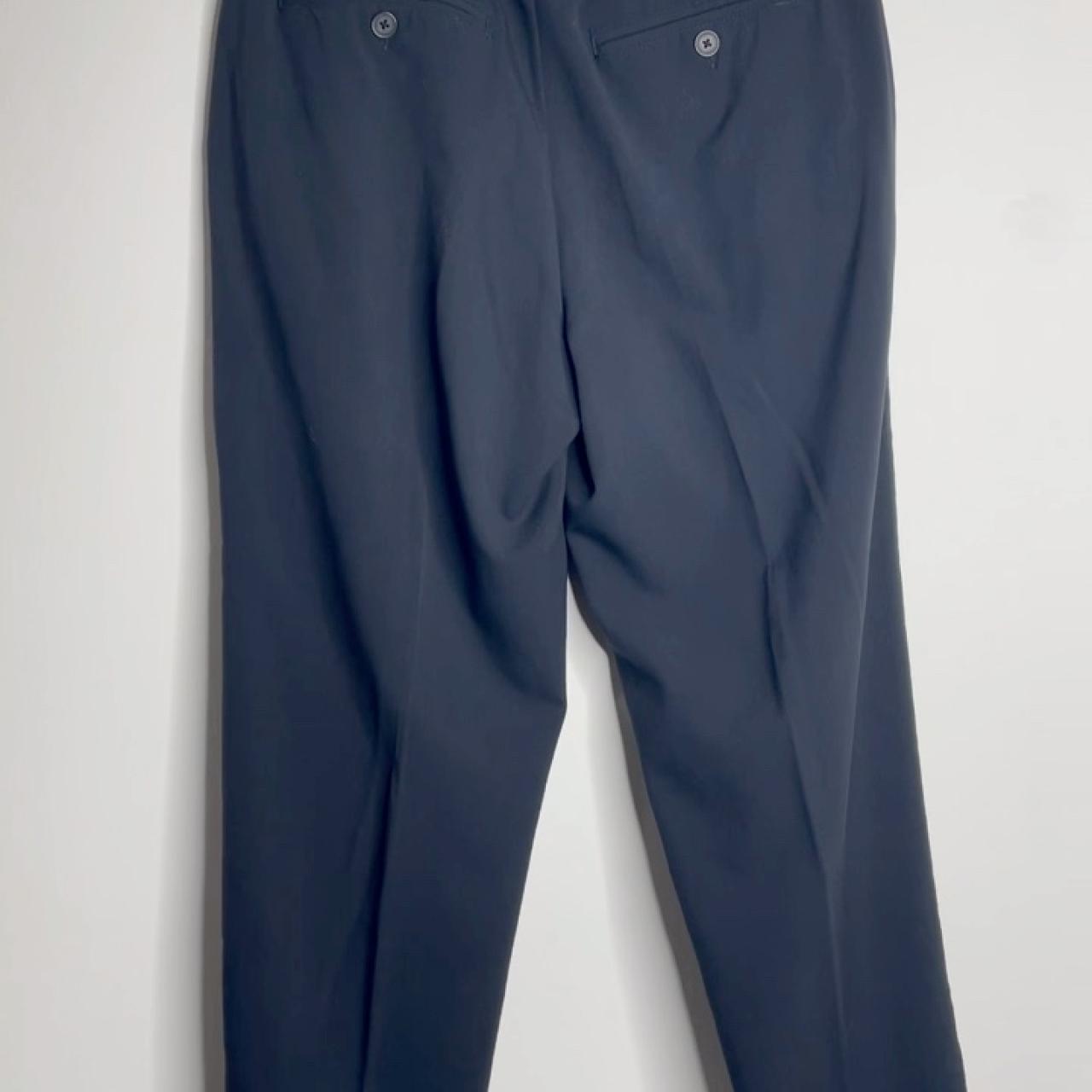 Isaac Mizrahi live tapered cuffed navy blue trousers... - Depop