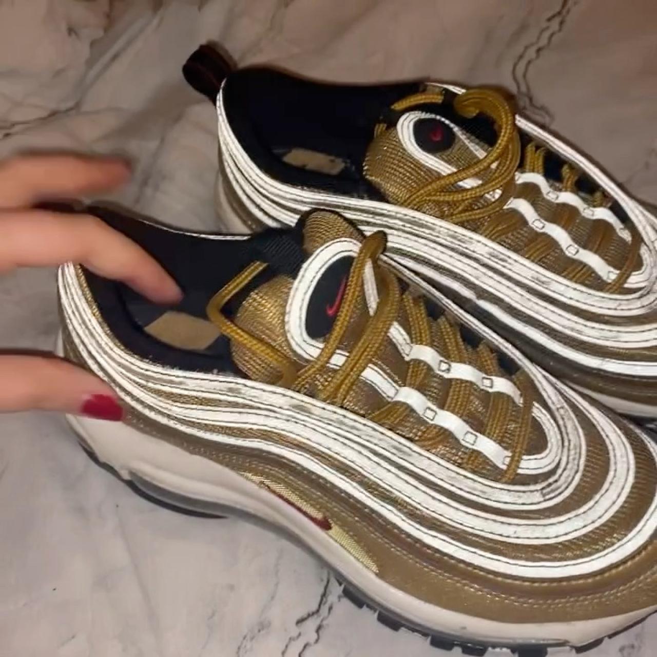 UK size 5 Nike gold bullets 97s air max tight fit so... - Depop