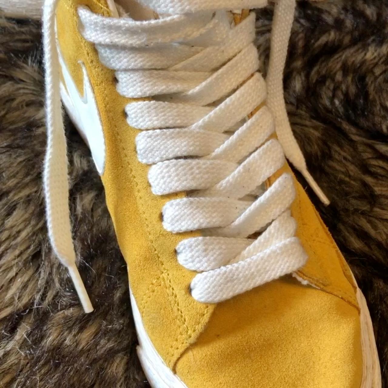 Vintage Nike high top blazers in mustard are worn... - Depop