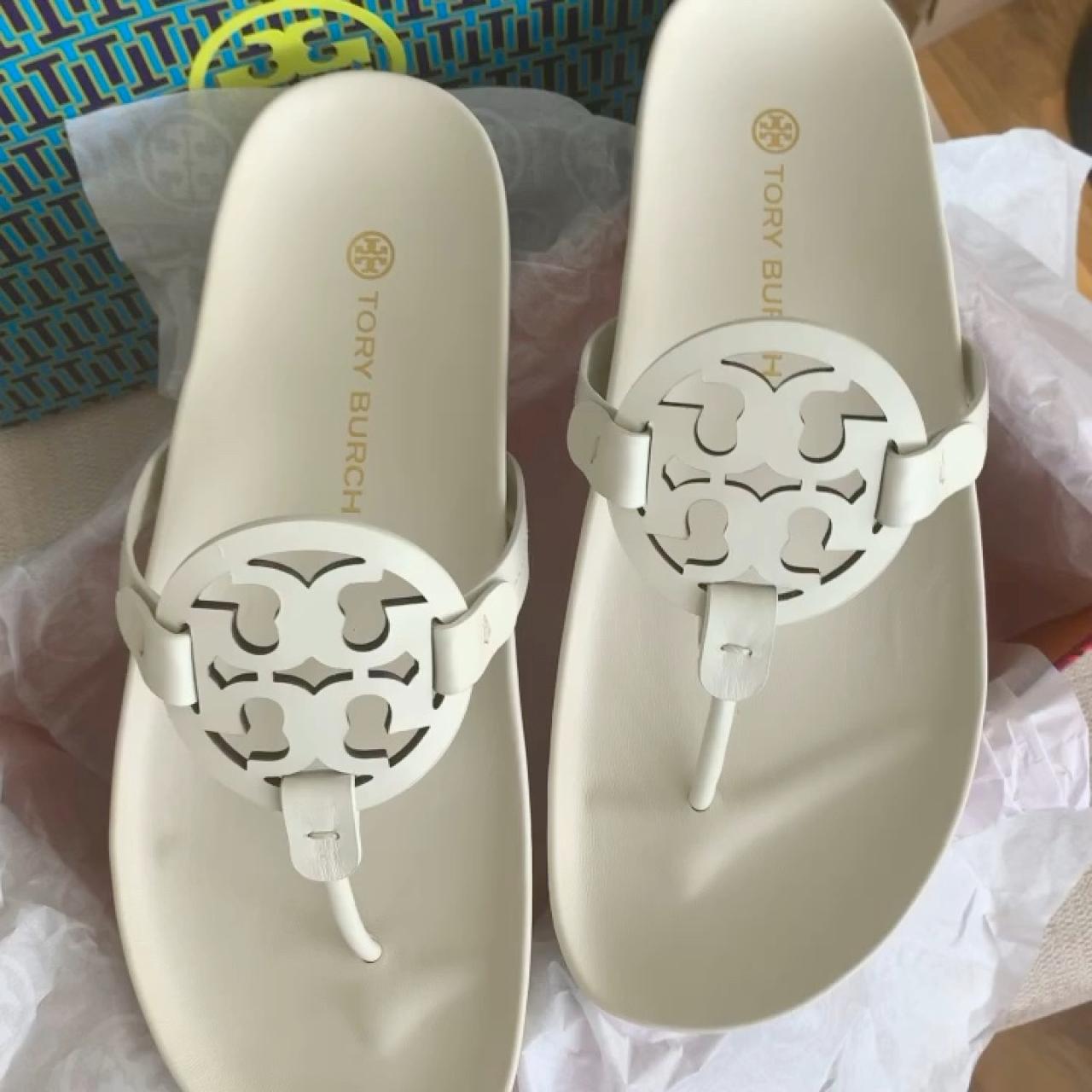 Tory Burch Women’s Miller Cloud toe post sandals in - Depop