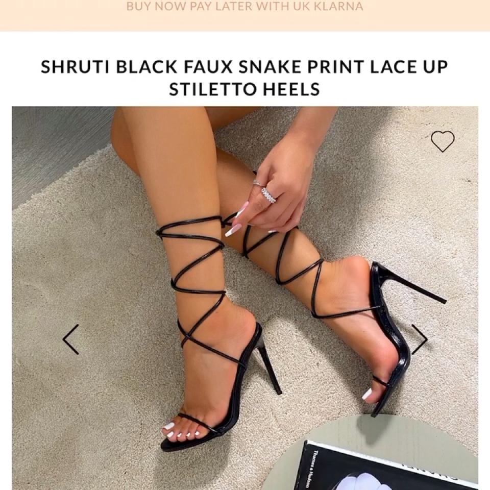 Black lace up stiletto heels hotsell