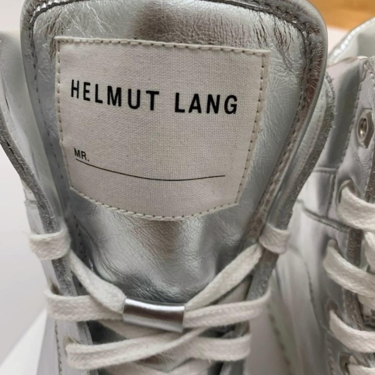 Helmut Lang Metallic Hi Top Sneakers Elastane Cross - Depop