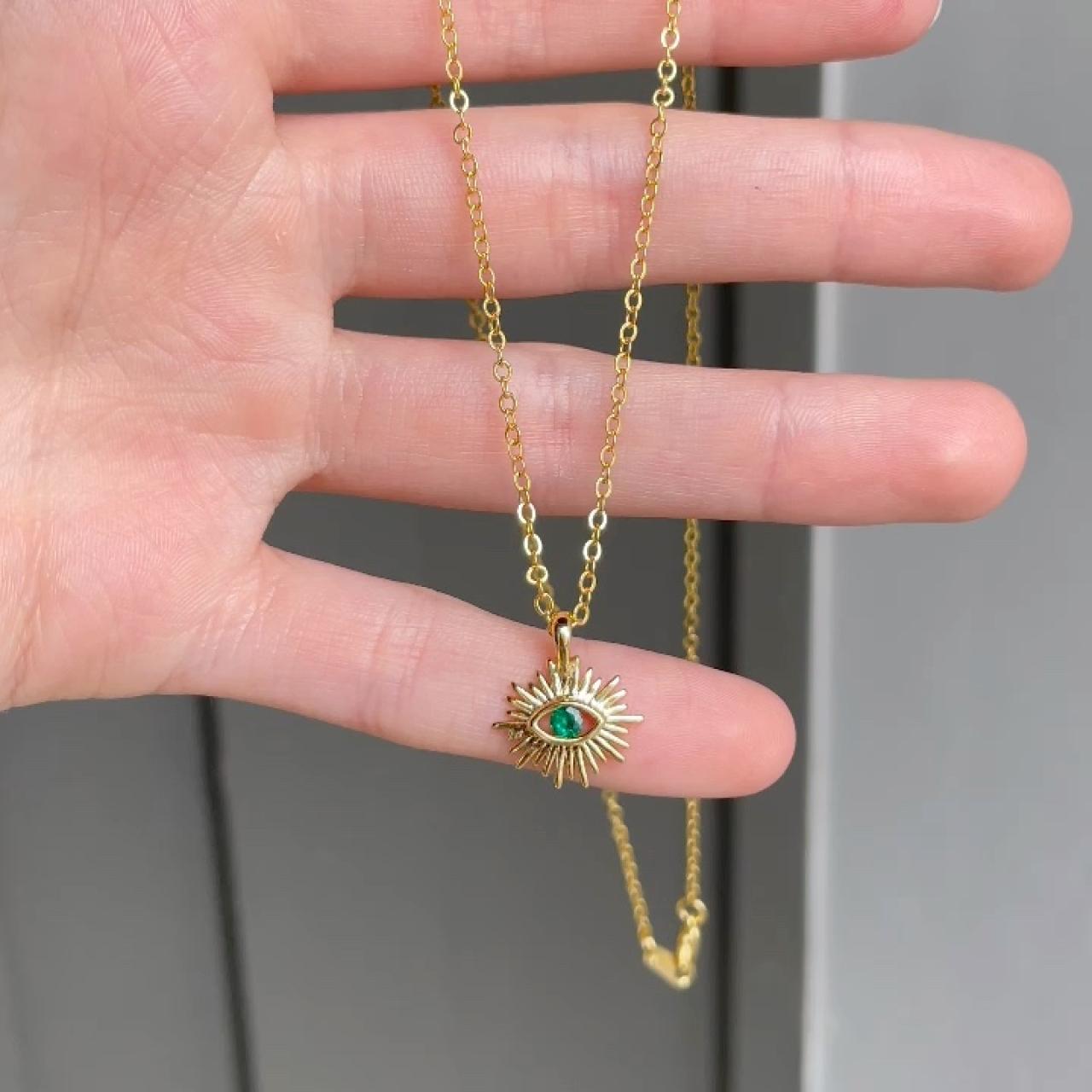 Gold Star Evil Eye Charm Necklace Chain Pendant - Depop