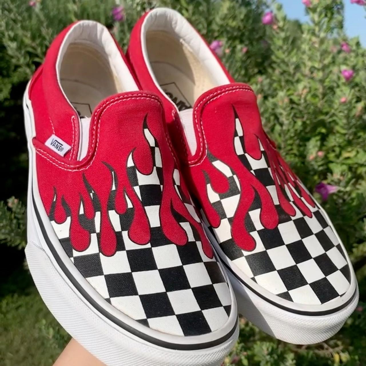 vans slip on red drip