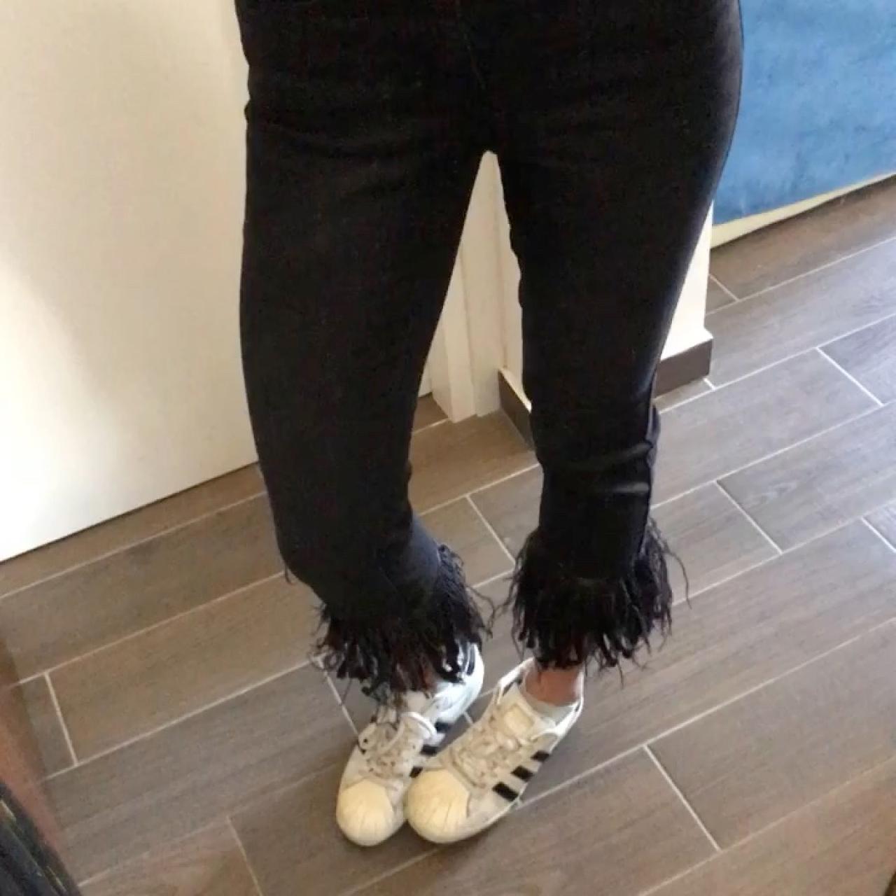 Jeans con piume MOTEL, vita media, elasticizzato tg - Depop