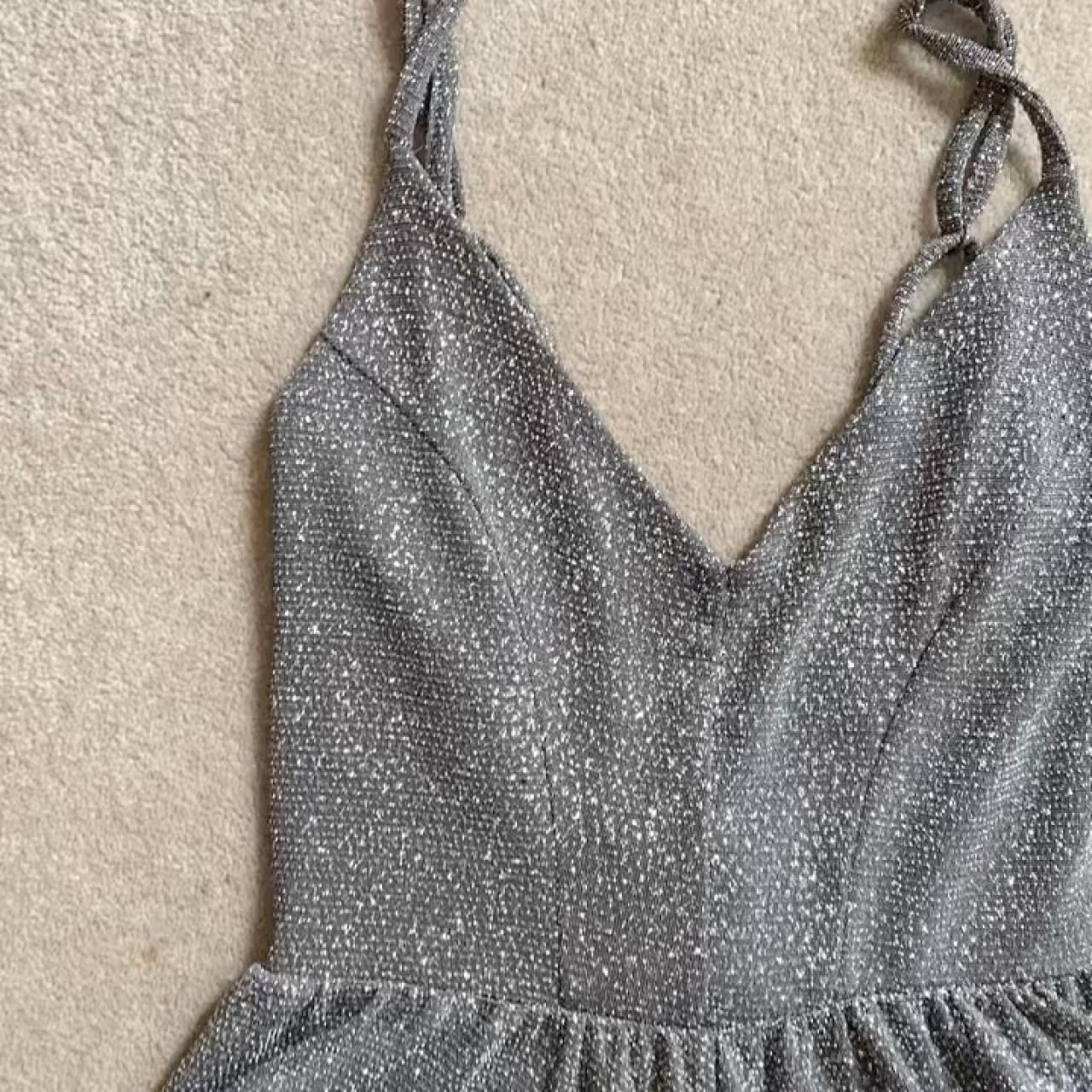 Urban Outfitters Grey and Silver Sparkle Shorts... - Depop